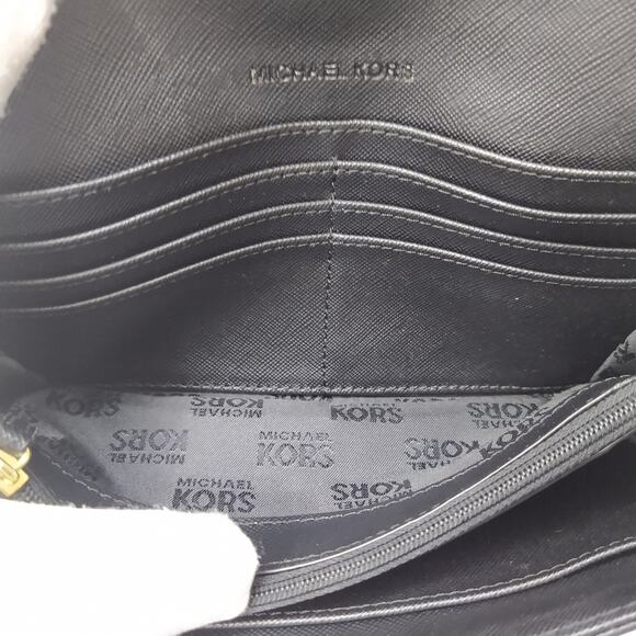 Michael Kors Black Leather Round Logo Credit Card Bifold Wallet - Picture 13 of 16